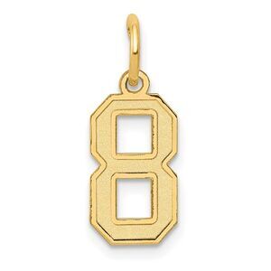 14k Yellow Gold, Jersey Collection, Small Number 8 Pendant